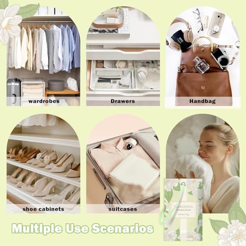 SCENTORINI Scented Sachets for Drawer and Closet, Gardenia Scent 14 Pack