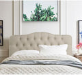 Rosevera Harriman Adjustable Height Headboard with Linen Upholstery and Button Tufting for Bedroom, Queen, Natural Beige