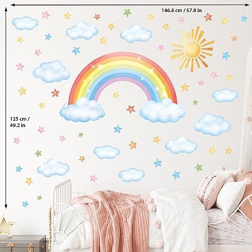 DECOWALL Rainbow Sun Clouds Stars Wall Stickers Decals Nursery (SG3-2314)