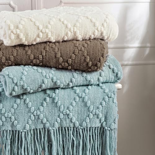 BOURINA Brown Throw Blanket 50 x70 Inch Jacquard Throw Knitted Blanket