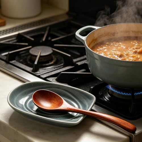 Ceramic Spoon Rest, Utensil Rest for Stove, Counter & Coffee Bar