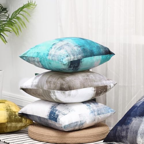 Throw Pillow Covers for Couch, 18x18 Inch, Set of 2, Turquoise