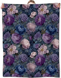Floral Flannel Blanket, Soft Cozy Throw with Elegant Flower Botanical, Lightweight Blankets for All Seasons, Vintage Classic Home Sofa Bed Decor and Gifts for Women Girls, 50x60 Inch