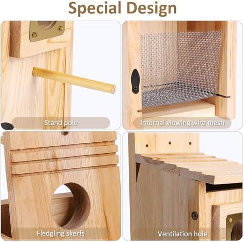 Bird Houses for Outside, Thicken Wooden Bird House with Copper Guard