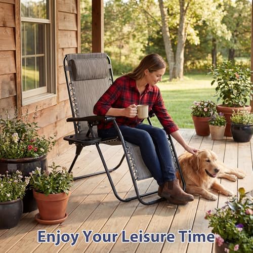 Sweetcrispy Zero Gravity Chairs Set of 4, Reclining Camp Chair