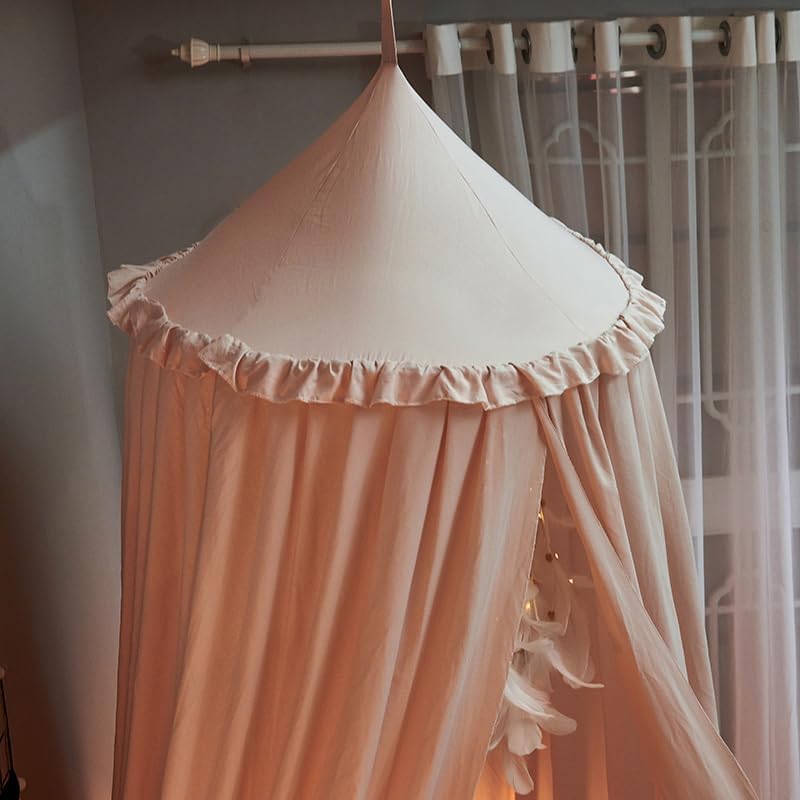 Bed Canopy for Girls, Princess Crib Canopy for Nursery, Dreamy Soft Hanging Canopy for Toddler Bed, Twin & Full Size, Kids Bed Canopy for Girls Room Decor & Reading Nook, Pink