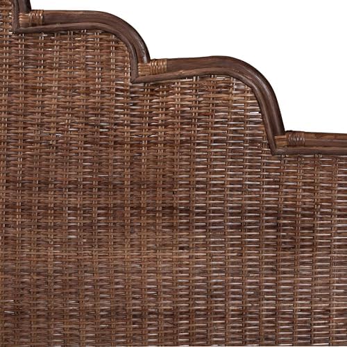 Bali & pari Raphaela Natural Rattan Standalone Headboard - Handwoven Wicker Panel Headboard with Stepped Detailing, Queen