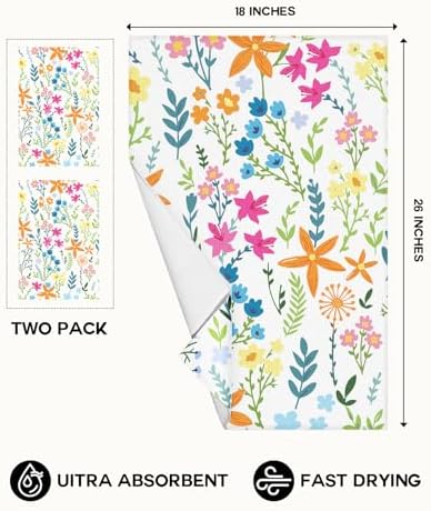 Miss Adola Cute Kitchen Towels Set of 2, 18 x 26 Inch, Little Flower