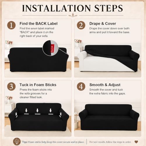 Sofa Cover Stretch Soft Washable with Non-Slip Foam Elastic Bottom