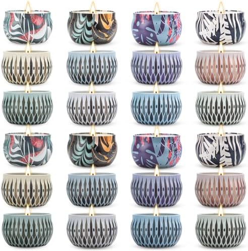 Scented Candles Gift Set, 24 Pack Soy Wax Aromatherapy Candles