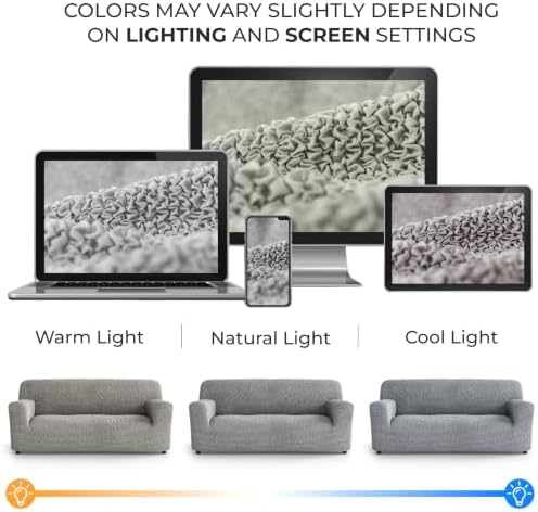 PAULATO Premium Stretch Couch Covers for Sofa - Sofa Chair Cover Washable, Dogs & Pets Friendly - Elastic Polyester Loveseat Slipcovers - Non-Slip Love Seat Couch Covers - Ash (64"-85" Wide)
