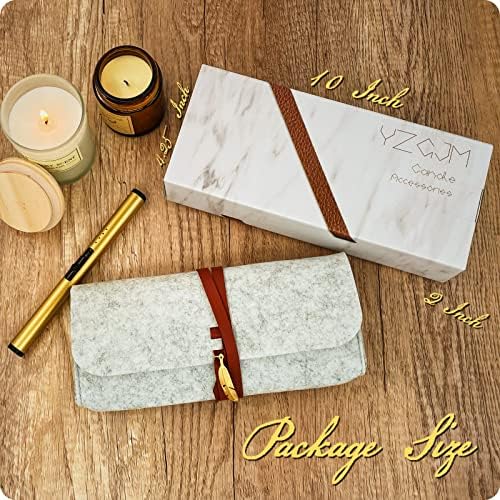 Exquisite Candle Accessories Tool Pack Bag, Rechargeable Electric Lighter， Wick Trimmer, Dipper, Snuffer and Tray Holder Elegant Kit Gift for Candle Lovers in Dating, Valentines Decor. (Rose Gold)