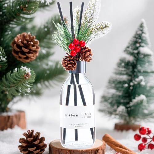Clesh Reed Diffuser Set, 6.7 oz Cedar Scented Diffuser with Sticks, Home Fragrance Reed Diffuser for Bathroom Shelf Decor