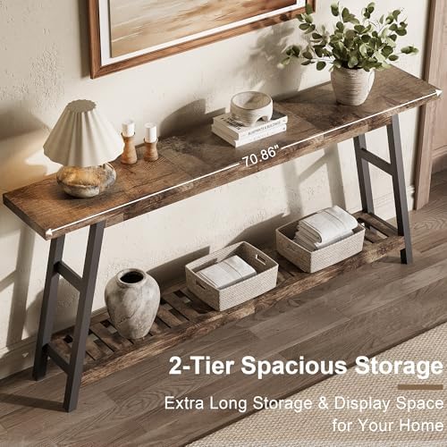 ChooChoo 70.9 Inch Long Console Tables for Entryway, Hallway Table, 2-Tier