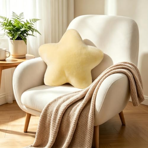 Star Pillow 15.4" Cute Yellow Decorative Throw Pillows for Couch Bed Sofa