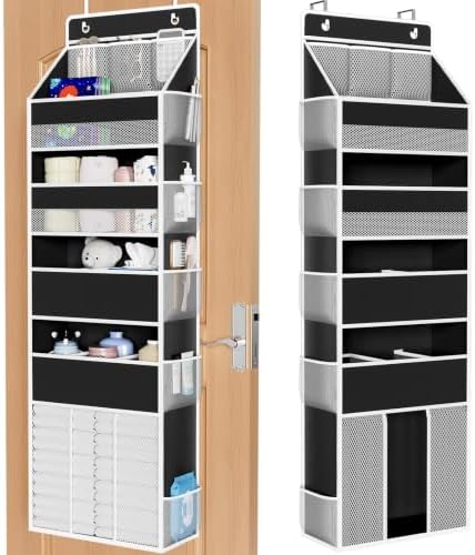WISELIFE 5-Tier Over the Door Organizer for Nursery Hanging, Black