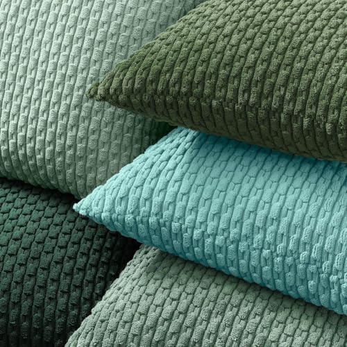 Kevin Textile Soft Corduroy 28x28 Inch Pillow Covers 2 Pack, Moss Green