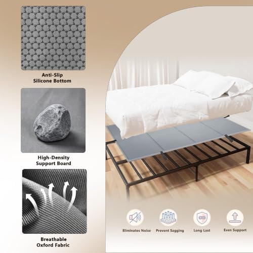 Bunkie Board Twin Size 38x75''- Premium 10mm Heavy Duty Low Profile Bed Board for Under Mattress, Breathable & Moisture Resistant,Noise Minimizing, Fits Metal FramesPlatform Beds (Grey)