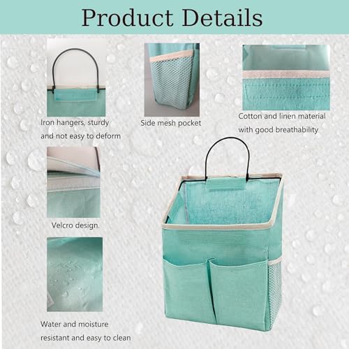 2pcs Wall Hanging Storage Bag,Wall Hanging Organizer Bags with Pockets, Wall Organizer Storage for Dormitory Bathroom Bedroom Kitchen(Green)