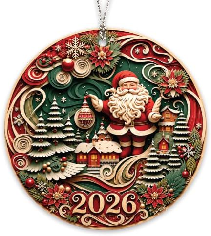Santa Ornament for Christmas Tree Decorations 2026, Vintage Winter Village Keepsake Inspired by Paper Quilling Art, Bringing the Joy of Christmas to Every Home, for Women, Family, Friends