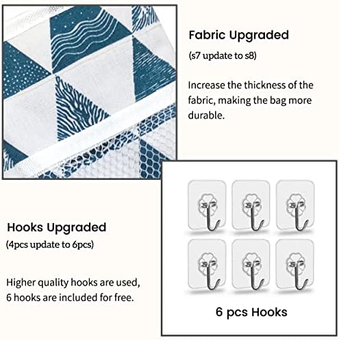 Kanrichu 3pcs Large Wall Hanging Organizer Bag, Linen Fabric Door Hanging Storage Baskets with Pockets, Waterproof Bin for Kitchen, Bedroom, Office, RV Camper (Triangle)