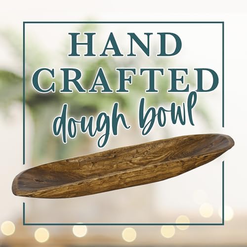 Simply Said, INC Lifestyle Collection Rustic Wooden Dough Bowl, Hand Carved Decorative Wood Bowl, Farmhouse Centerpiece Decor for or Table, Mantel, Coffee Table and Shelf Display, Made in USA
