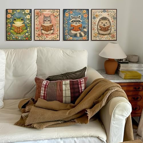 SkyCozy Reading Nook Decor, Woodland Animal Reading Wall Art Posters