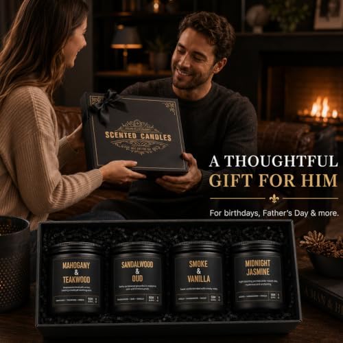 Yinuo Candle Gift Candles for Men, 4-Pack 36 oz Scented Candles