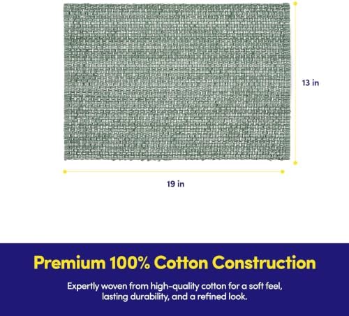 Sweet Home Collection 100% Cotton Placemats for Dining Room Rectangle Two Tone Woven Fabric 13" x 19" Soft Durable Table Mat Set, Set of 4, Light Green