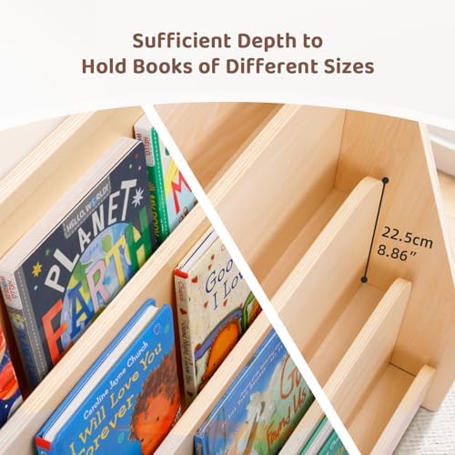 OOOK 4-Tier Kids Bookshelf, Wooden Front Facing Bookshelf