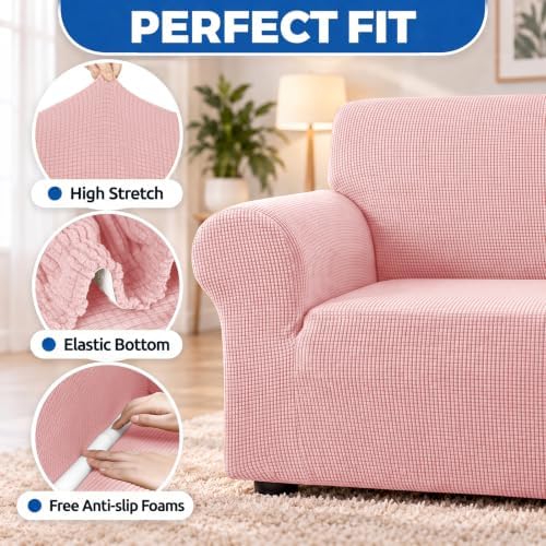 KEKUOU Stretch Oversized Couch Covers for Sofa Slipcover,Dusty Pink