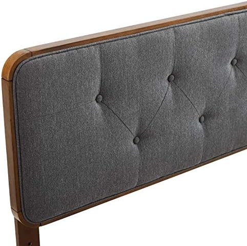 Modway MOD-6233-WAL-CHA Collins Tufted Full Fabric and Wood Headboard, Walnut Charcoal