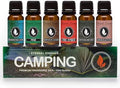 Eternal Essence Oils Camping Set of 6 Premium Fragrance Oils - Includes Warm Rustic Woods, Fire Amber, Pine, Sandalwood, Frankincense & Rain and Woodland Bay Scented Oils - 10ML