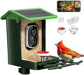 Bird Feeder with Camera Solar Powered 2K HD Video, 10,000+ Species AI Recognition, Real-Time Alerts, and Weatherproof Design for Effortless Birdwatching, Gift for Bird Lovers, Grass Green