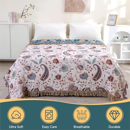 Floral Twin Fall Throw Blanket, White, 60"x80"