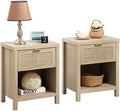 SICOTAS Nightstands Set of 2 Rattan Night Stand with Drawer 19.7" Wide
