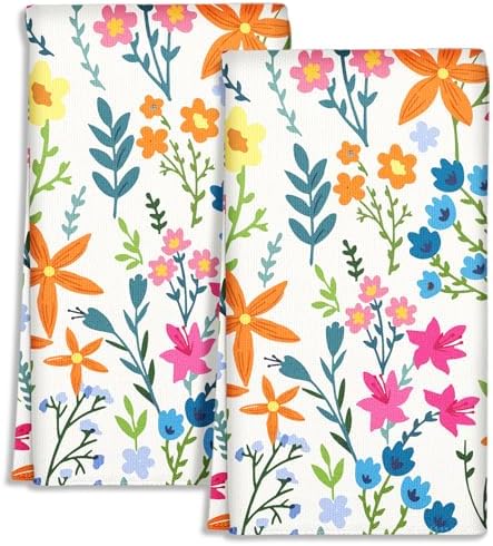 Miss Adola Cute Kitchen Towels Set of 2, 18 x 26 Inch, Little Flower