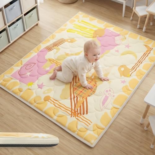 1.6" Thick Baby Play Mat, 71x59 Removable & Machine Washable Cover