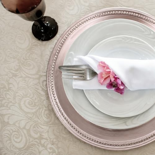 13" Vintage Charger Plates, Beaded Chargers for Dinner Plates Set of 6, Charger Plates Bulk Wedding, Rose Gold