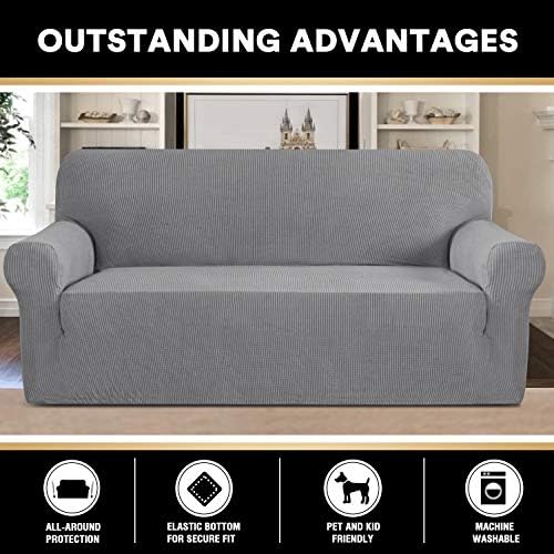 PrinceDeco Couch Covers for 3 Cushion Couch Sofa Pet Friendly Extra Large Couch Cover for Oversized Sofa Washable Furniture Protector Fitted Sofa Slipcovers Stay in Place(XL Sofa, Dove)