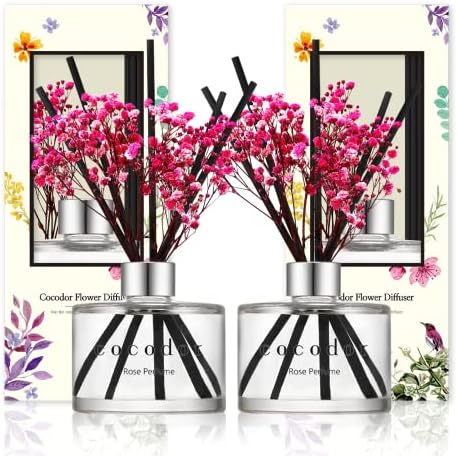 COCODOR Preserved Real Flower Reed Diffuser/Rose Perfume / 6.7oz(200ml) / 2 Pack/Reed Diffuser Set, Oil Diffuser & Reed Diffuser Sticks, Home Decor & Office Decor, Fragrance and Gifts