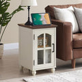 RWYHG Narrow Side Table, Farmhouse Nightstand with Charging Station