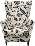 HAOYONG Wing Chair Slipcovers Printed Wingback Chair Covers 2 Pieces Wingback Armchair Slipcover Stretch Chair Slip Covers Washable Armchair Protector Cover for Living Room and Bedroom