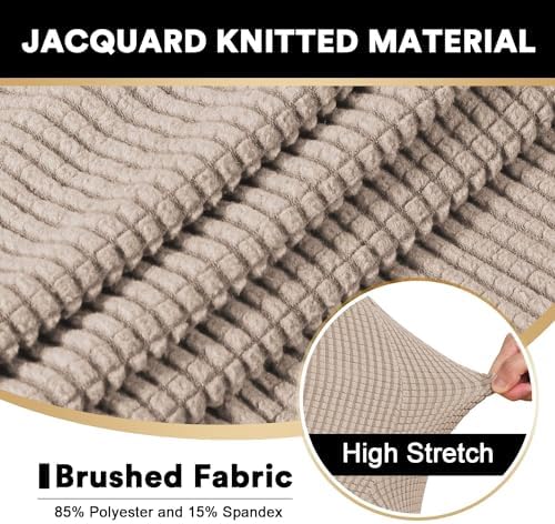 PrinceDeco Stretch T Cushion Loveseat Slipcovers,Washable,Pet-Friendly,Sand