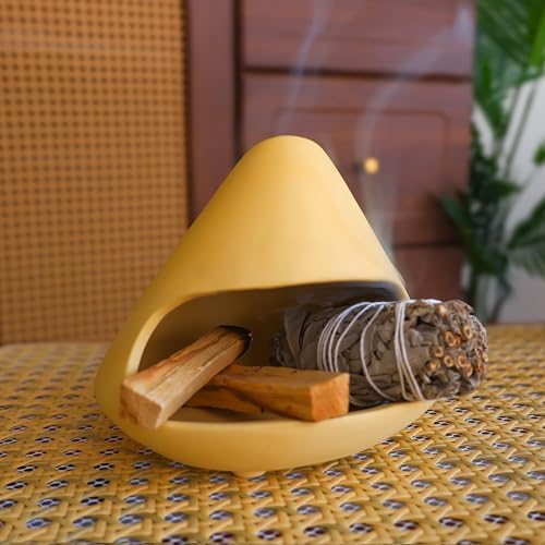 MOUGIGI Unique Zongzi Shaped Clay Smudge Bowl, Palo Santo Holder for Sage
