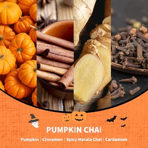 Airkeep Halloween Reed Diffuser Set,3.38 fl oz (100 ml) - Pumpkin Chai Oil Diffusers with 8 Reed Sticks, Home Fragrance Reed Diffuser for Bathroom Shelf Decor