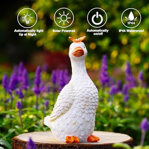 Goodeco Garden Goose with Solar Butterfly Statue