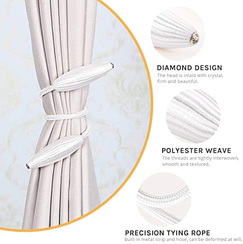 NICEEC 4 Pack DIY Curtain Tiebacks Clips Crystal Decorative Creative Twist Drape Tie Backs European Style Random Modelling Curtain Holdbacks for Home Kitchen Office Window Drapery (White)