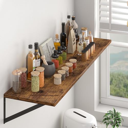 Heimlove 40W x 12D Deep Floating Shelves Set of 2 Rustic Brown