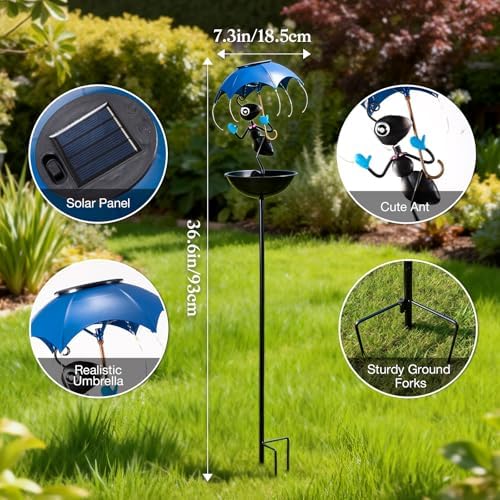 Solar Bird Feeders for Outdoors, Ant Garden Decor with Umbrella Light